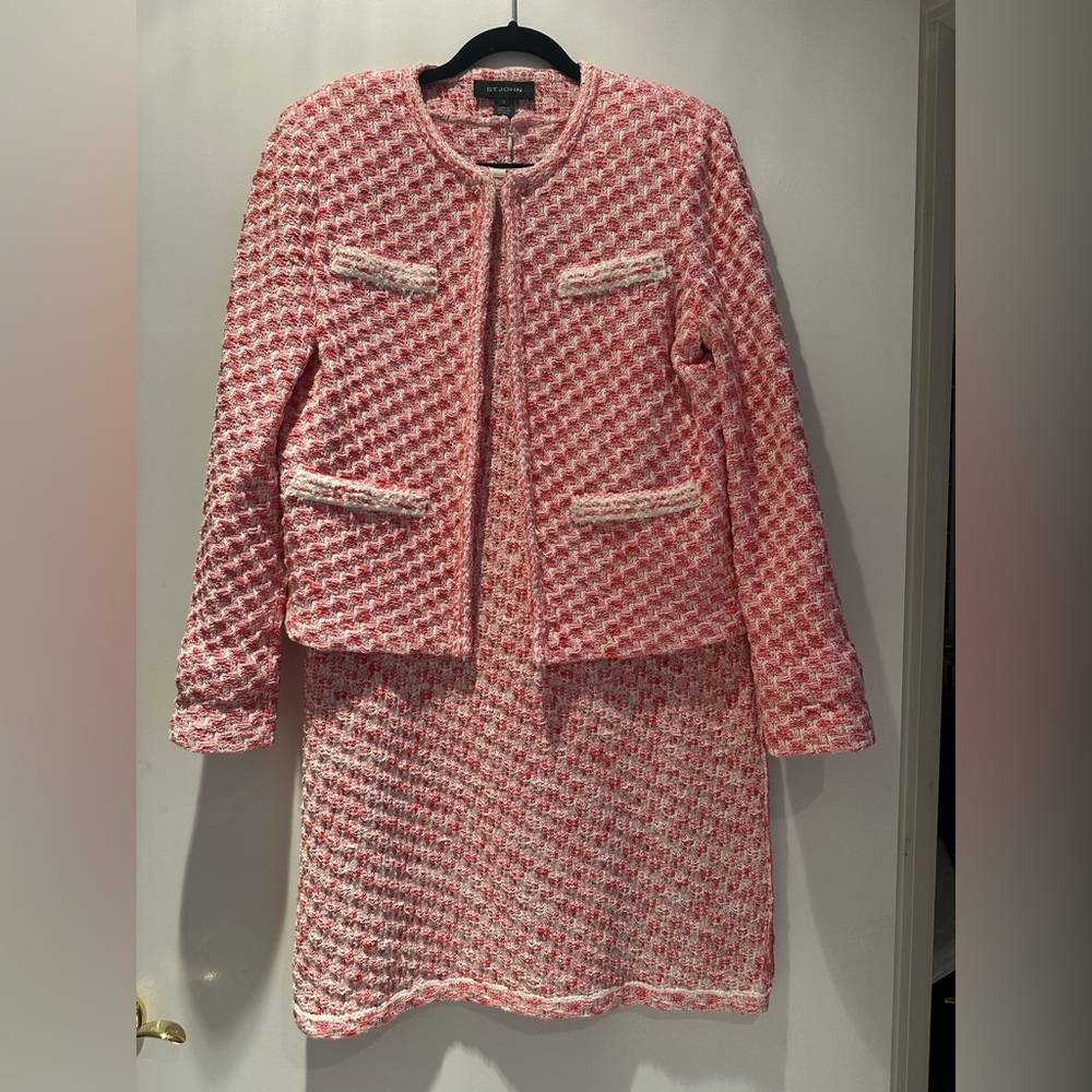 St. John -  Pink and White Blazer and Dress Set